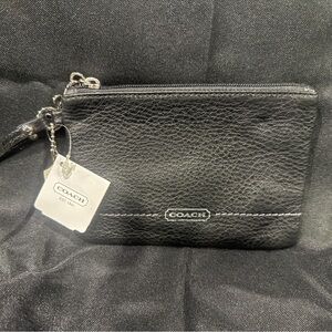 Coach Pebbled Black Wristlet